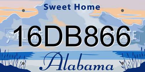 16DB866 Alabama License Plate