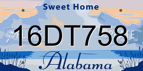 16DT758 Alabama License Plate