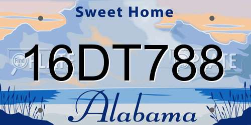 16DT788 Alabama License Plate