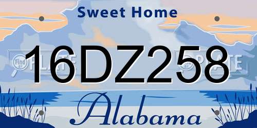 16DZ258 Alabama License Plate