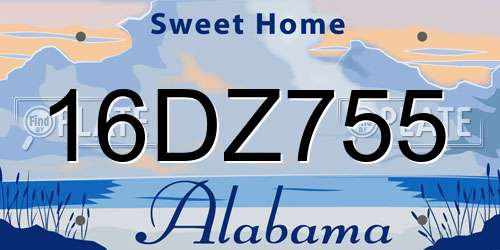 16DZ755 Alabama License Plate