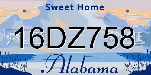 16DZ758 Alabama License Plate