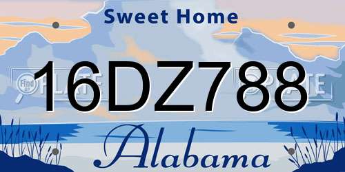 16DZ788 Alabama License Plate