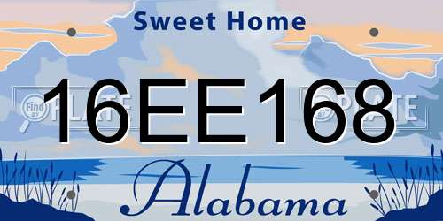 16EE168 Alabama License Plate