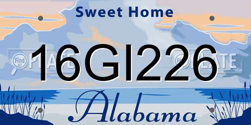 16GI226 Alabama License Plate