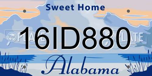 16ID880 Alabama License Plate