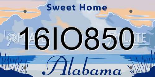 16IO850 Alabama License Plate
