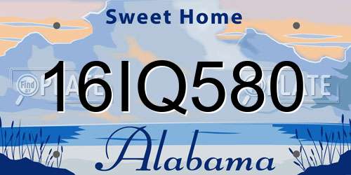 16IQ580 Alabama License Plate