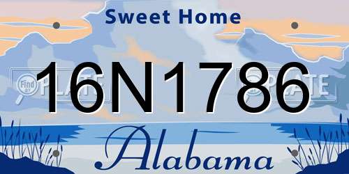 16N1786 Alabama License Plate