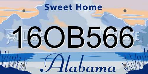 16OB566 Alabama License Plate