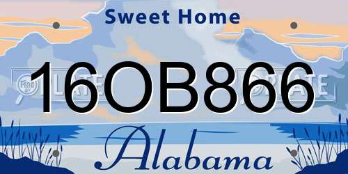 16OB866 Alabama License Plate