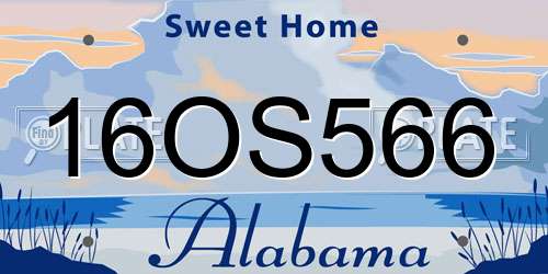16OS566 Alabama License Plate