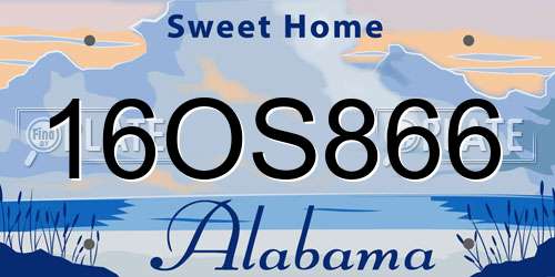 16OS866 Alabama License Plate