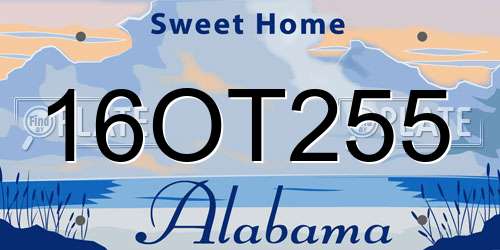 16OT255 Alabama License Plate
