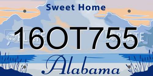 16OT755 Alabama License Plate