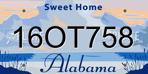 16OT758 Alabama License Plate