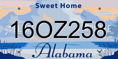 16OZ258 Alabama License Plate