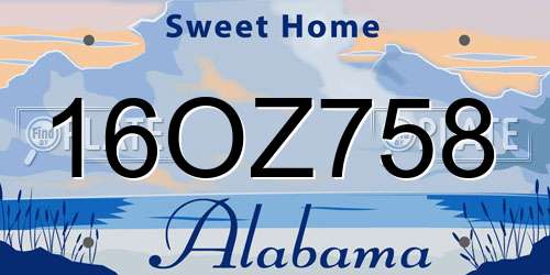 16OZ758 Alabama License Plate