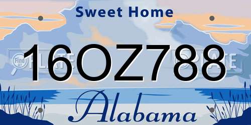 16OZ788 Alabama License Plate