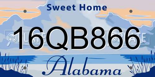 16QB866 Alabama License Plate