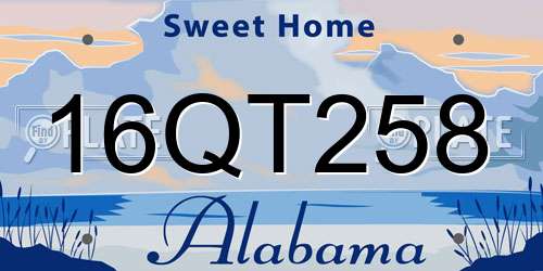 16QT258 Alabama License Plate