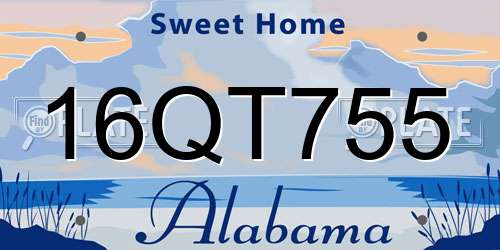 16QT755 Alabama License Plate