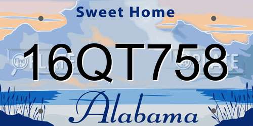 16QT758 Alabama License Plate