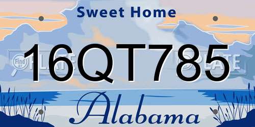 16QT785 Alabama License Plate