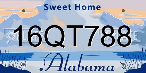 16QT788 Alabama License Plate