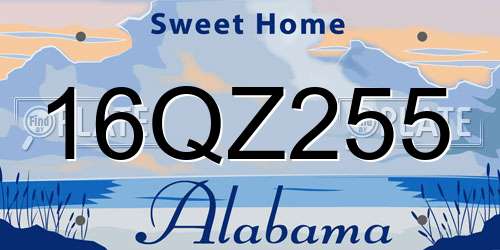 16QZ255 Alabama License Plate