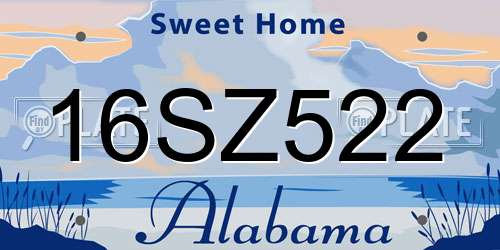 16SZ522 Alabama License Plate
