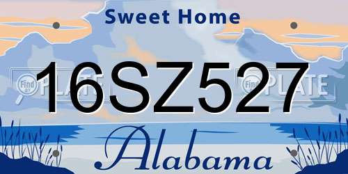 16SZ527 Alabama License Plate