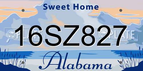 16SZ827 Alabama License Plate