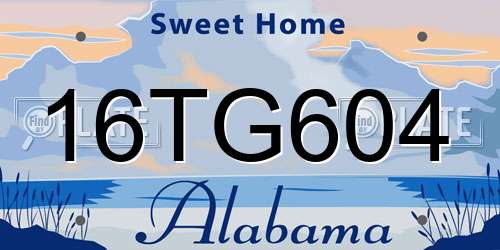 16TG604 Alabama License Plate