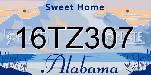 16TZ307 Alabama License Plate