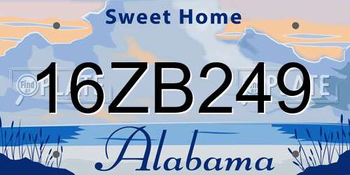 16ZB249 Alabama License Plate