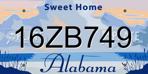 16ZB749 Alabama License Plate
