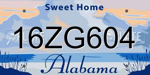 16ZG604 Alabama License Plate