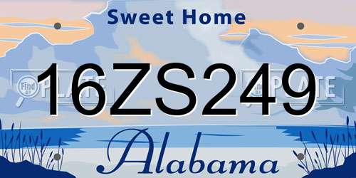 16ZS249 Alabama License Plate