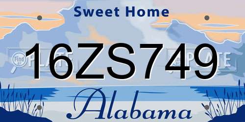 16ZS749 Alabama License Plate
