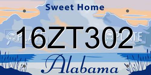 16ZT302 Alabama License Plate