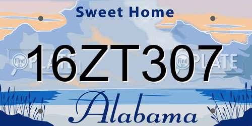 16ZT307 Alabama License Plate