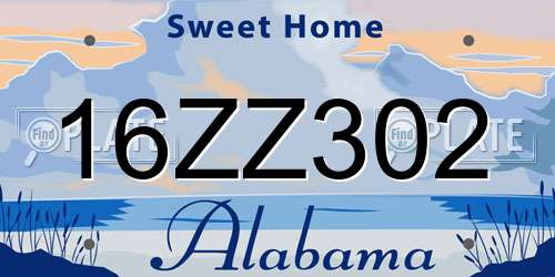 16ZZ302 Alabama License Plate