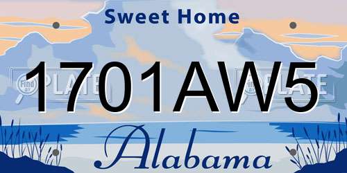 1701AW5 Alabama License Plate