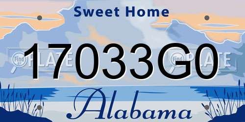 17033G0 Alabama License Plate