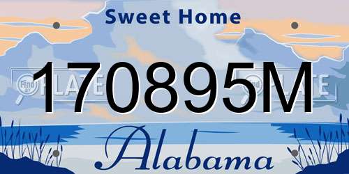 170895M Alabama License Plate