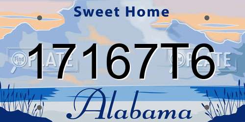 17167T6 Alabama License Plate