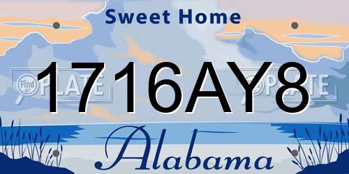 1716AY8 Alabama License Plate