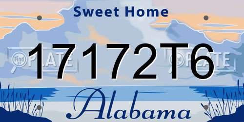 17172T6 Alabama License Plate