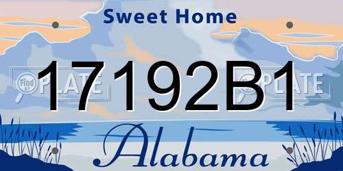 17192B1 Alabama License Plate